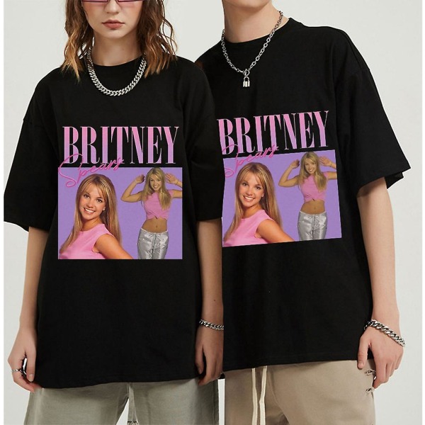 Britney Spears Vacker foto T-shirt dam Hipster bomull Casual kvinnlig Harajuku kortärmade toppar t-shirt Black L