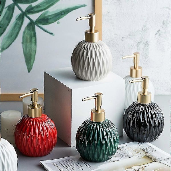 Sæbedispenser til køkken, shampoodispenser til badeværelse, pumpeflaskedispenser, elegant håndsæbedispenser til bruser, 400 ml (khaki)