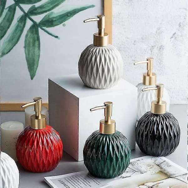 Såpedispenser til kjøkken, sjampodispenser til bad, pumpedispenser, elegant håndsåpedispenser til dusj, 400 ml (khaki)
