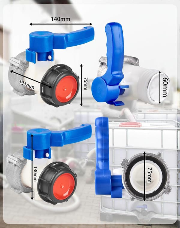 IBC Adapter 75MM Plasttankventil 1000L Butterflyventil - 75MM