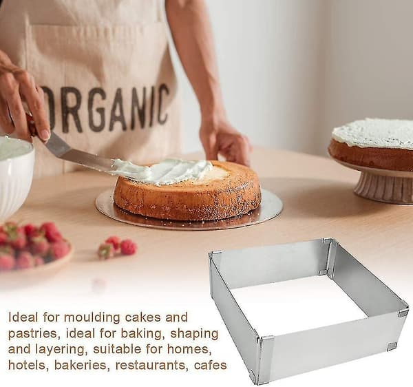 Rektangulær Dejramme i Rustfrit Stål, Rektangulær Udvidbar Dejform, Justerbar Rektangulær Kageform, Rektangulær Kageramme, Justerbar Mousse