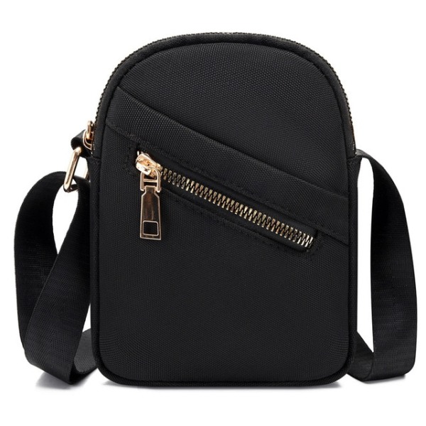 Mini Canvas Messenger Bag Plånbok Clutch Nylon dragkedja Black