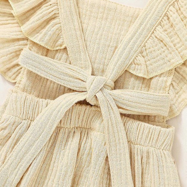 KATEA Spædbarn Pige Rufflet Ærmeløs Romper Casual Sommer Jumpsuit Bomuld Linned Tøj