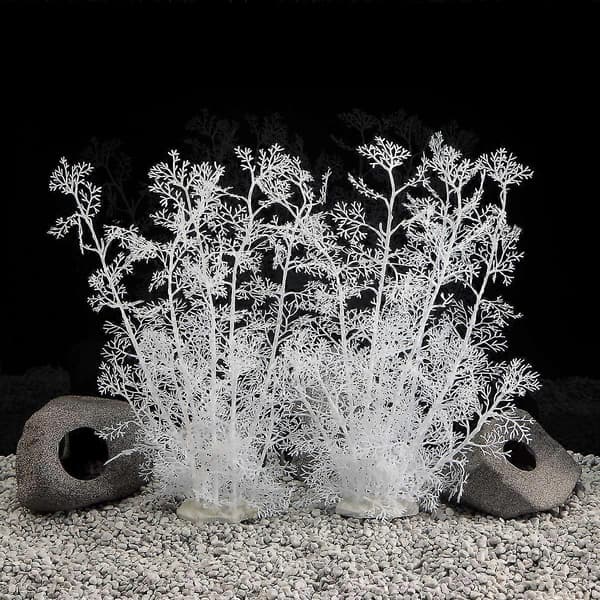 Akvarium Plastplanter 2 stk 38 cm (Hvit 2 stk) c