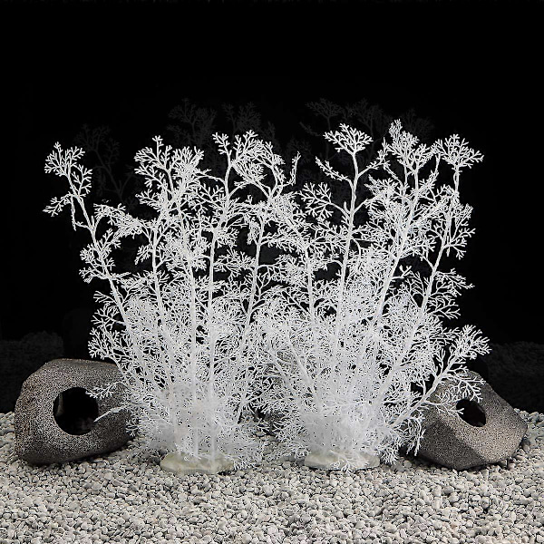 Akvarium Plastväxter 2 st 38 cm (Vit 2 st) c