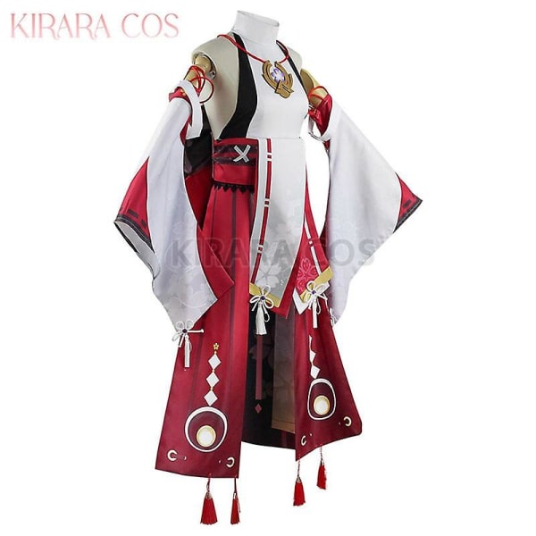 Genshin Impact Yae Miko Cosplay kostymklänning Miko Cosplay Peruk Rosa hårkläder Genshin kostymer XXXL