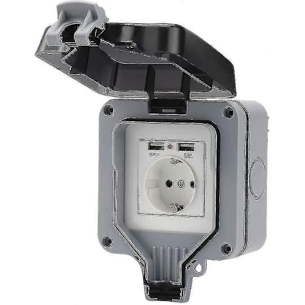 Trädgårdsuttag Utomhusuttag Ip66 Vattentätt Usb-uttag Väggmonterat-c