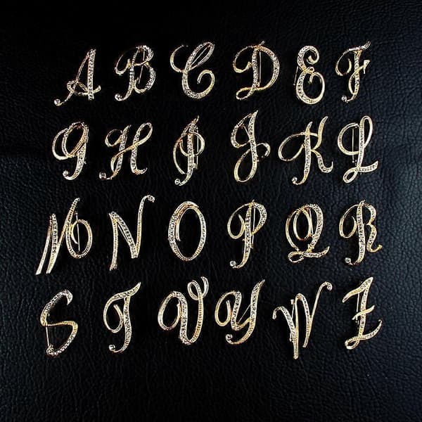 Bokstavbrosjer Initial Rhinestone Brosje for Kvinner Håndverk Gull A-Z