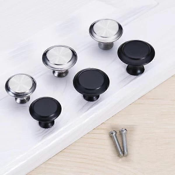 Set med 8 möbelknoppar, Zinklegering, 30mm, Silver