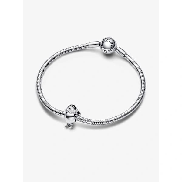 Skiing Penguin Charm - Sterling Sølv