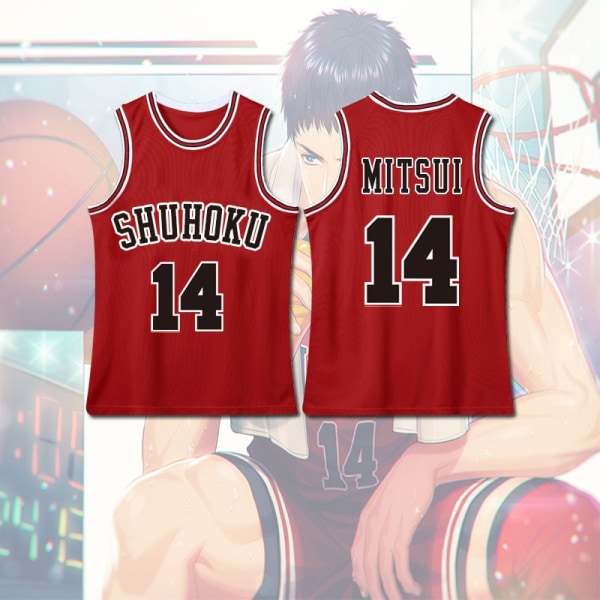 Anime Sakuragi Hanamichi Cosplay Slam Dunk Jersey Shohoku School Basketball Uniform Sportswear Kaede Rukawa Cosplay Costume Deep Purple M