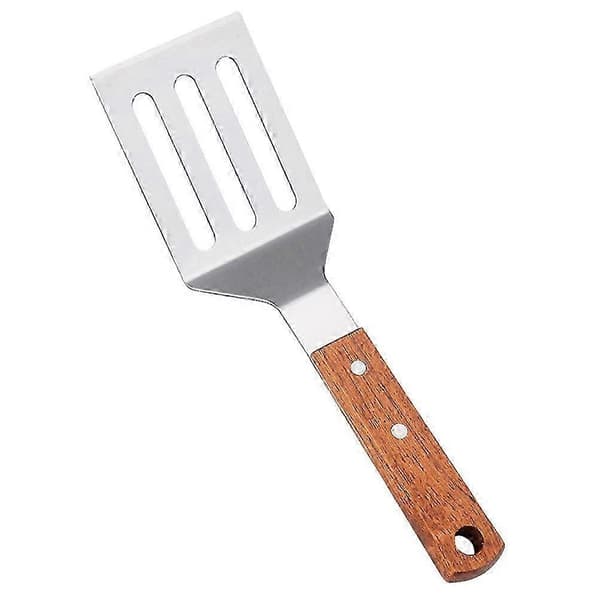 Grillspatel Rostfritt Stål Grillspatel Barbecue Trähandtag Grill Biffspatel Matspatel