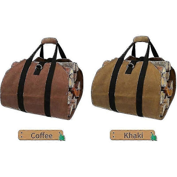 Puunkantoteline puunkantokassi kahvoilla Kestävä vahattu kangas Puunkantoteline Suuri puunkantokassi Sisätiloissa retkeily Puunkantoteline 99 x 41 cm Kahvi (ls)