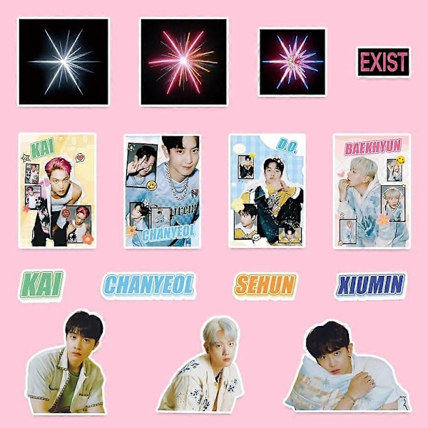 Kpop-poikabändi EXO Exist -tarrat 100 kpl, EXO-tarrapakkaus, söpöt EXO Exist -albumitarrat, Kpop-fanituotetarrat, EXO-lahja faneille, tytöille, tyttärelle