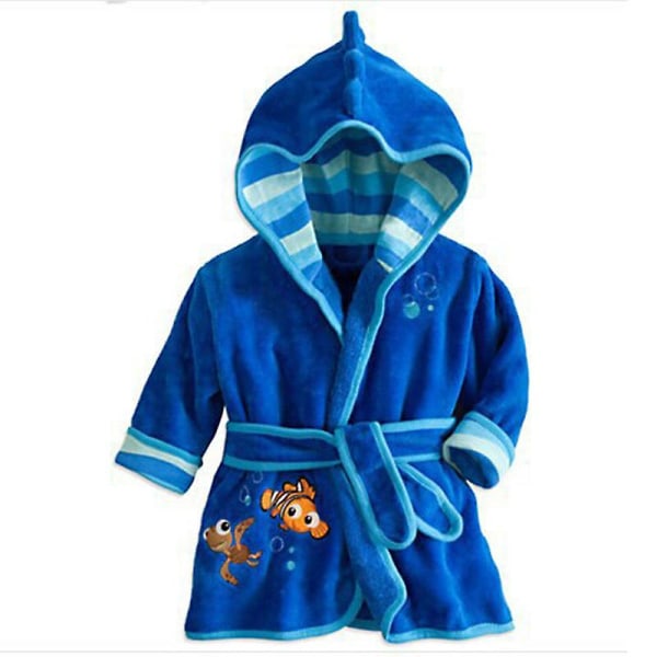 Barn Pojke Flicka Huva Fleece Morgonrock Nattkläder Pyjamas Lake Blue 130