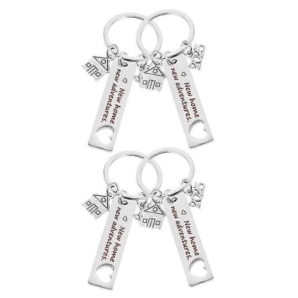 Nyckelringar Hemformade Nyckelring Husaccessoar Inflyttning Silver 8.00X5.00X0.50CM 4st