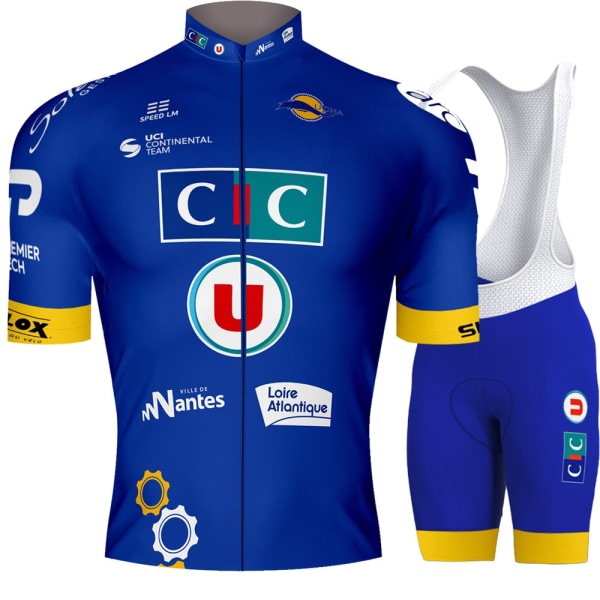 2023 CIC U Nantes Atlantique Team Cykeltröja Set Kortärmade Kläder Herr Road Bike Shirts Kostym Cykel Bib Shorts MTB 2 XXS