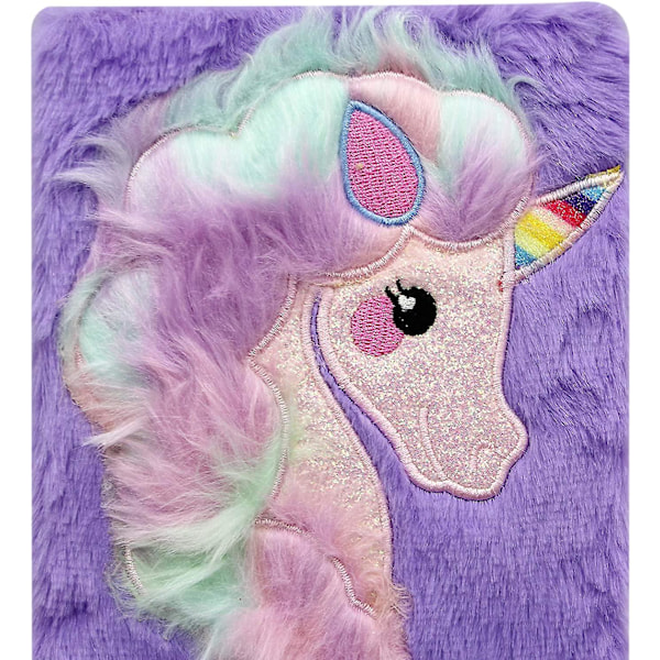 Regnbue Unicorn Notatbok Barn Pluss Dagbok For Jenter Tenåringer Fuzzy Journal Skriveblokk A5 Linjert 160 Sider