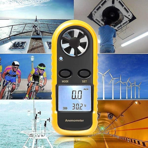 Digitalt Anemometer, vindhastighedsmåler, luftstrømshastighedstemperatur