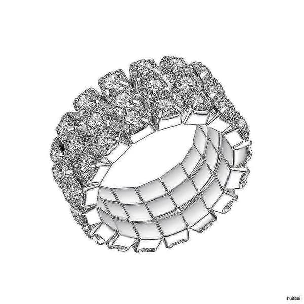 3-radigt elastiskt kristallring Stretch Rhinestone Ledring Dam Smycken
