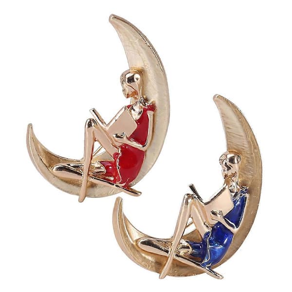 Broche til kvinder, måneformet broche, modesmykker, legeringsbroche, tøjtilbehør til kvinder, piger, 5,1x3,4 cm, ornament, 1 sæt