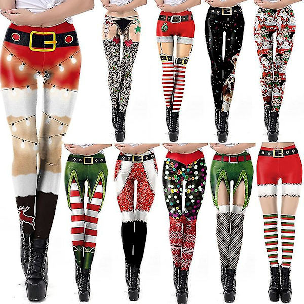 Kvinnor Leggings Mode 3d Digital Printing Jul Leggings Rolig Sexig Printed Elastisk Jul Skinny Leggings Gothic SKDK092 M