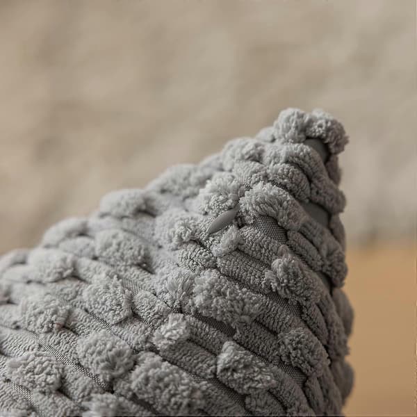 Sæt med 2 dekorative pudebetræk til sofa stribet fløjl sofapudebetræk 40x40cm, 16 x 16 tommer, lysegrå