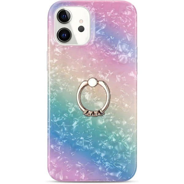 iPhone 11 Deksel, Blomstermønster Søt Mote for Kvinner Jenter Menn med 360 Graders Roterende Ringholder Støtte Soft TPU Støtsikkert Deksel for iPhone 11