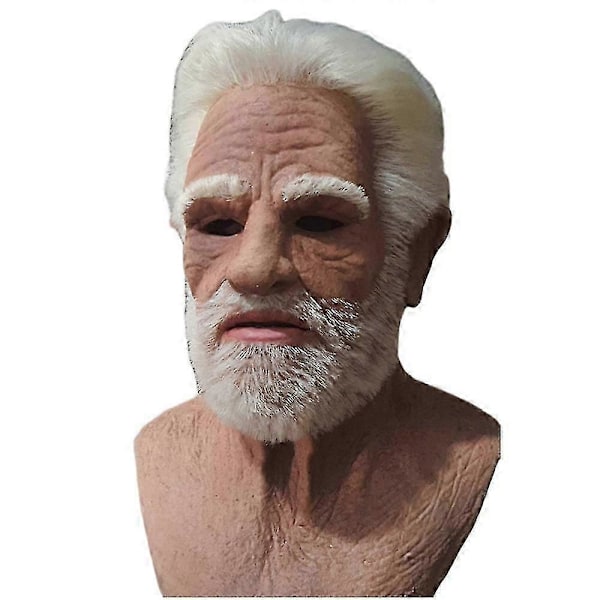Gammal Mans Ansiktstäckning Realistisk Mask Halloween Läskig Rynka Gammal Person Vuxen Mask-aab