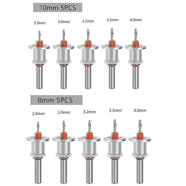 5st 8mm Hss Försänkare Träbearbetning Fräsbits Set Fräs Skruvutdragare Rivning Trä C
