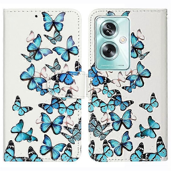 Kompatibelt för Oppo A79 5G PU Läder Mönster Fodral Flip Plånbok Mobilskal Blue