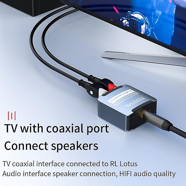 Digital till Analog Ljudomvandlare 3.5mm Koaxial Optisk Fiber Digital till Analog Spdif Ljuddekoder