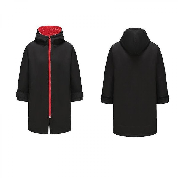 Kids Adventure Spirit Hooded Vattentät Varmtorkande Omklädningsrock Black Red S