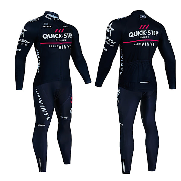Quick·Step Winter Thermal Fleece Cykeltröja Set Maillot Ropa Ciclismo Keep Warm MTB Bike Wear Cykelkläder Set Inner Fleece Version Asian Size -4XL