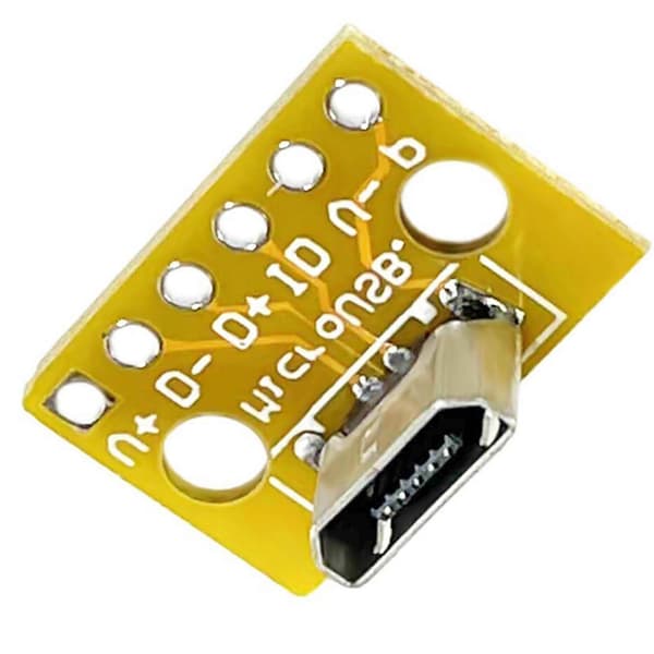 Loddeplader i aluminium, vertikal Micro USB hun-konnektor breakout-modul