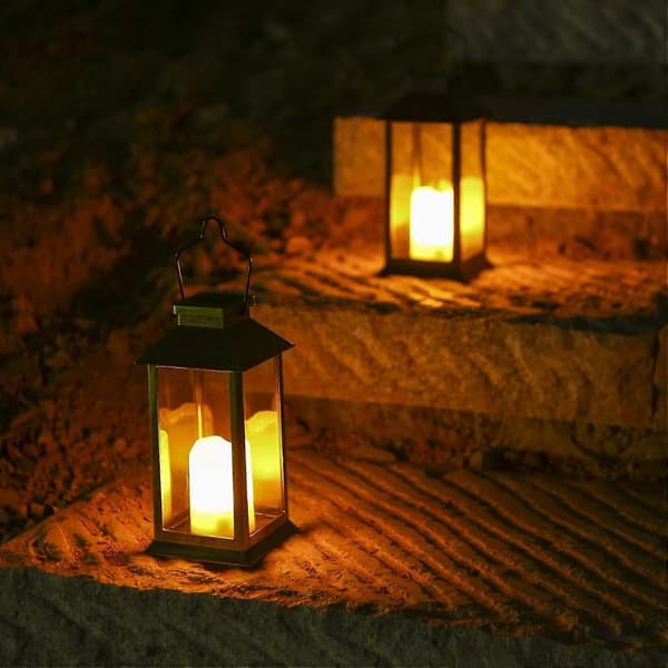 2 Utendørs Solar Hagelamper, Flammeløse LED Solar Lanterner, Dekorative Solar LED Lys for Hage