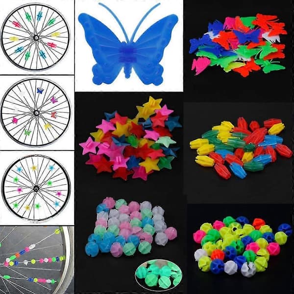 2x Fargerike Plastikklemmer Barn Sykkel Hjul Eikeperler Dekorasjon