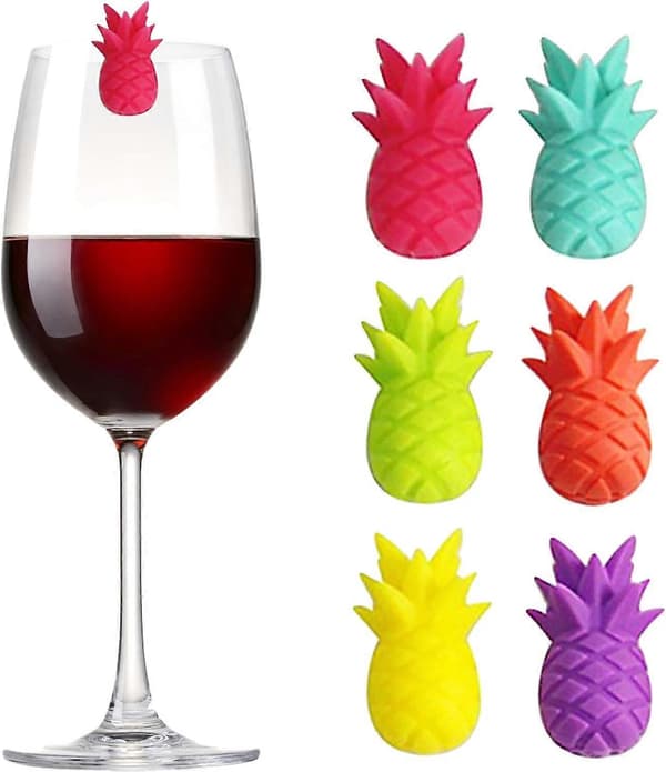 Ananas Model Glasmærker Sæt med 6 Silikone Drikkevin Øl Glasmærker Charm Mærker