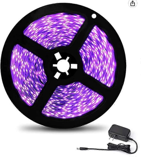 5m UV LED-stripe, svartlys LED-stripe, 12V 2835 violett lys LED-stripe