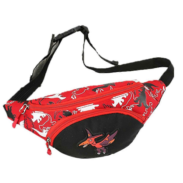 Letvægts Børne Taljetaske Bærbar Crossbody Brysttaske Skuldertaske Dinosaur Taljepakke Brysttaske til Børn (Rød)