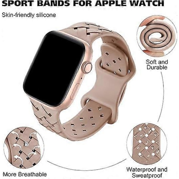 Silikonvävt klockarmband kompatibelt med Apple Watch 38mm 40mm 41mm 42mm 44mm 45mm 49mm, ersättningsarmband för sport, andningsbart, svart