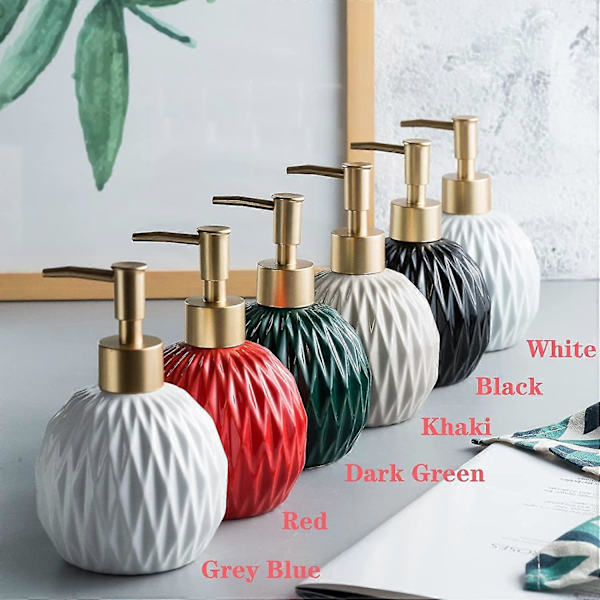 Sæbedispenser til køkken, shampoodispenser til badeværelse, pumpeflaskedispenser, elegant håndsæbedispenser til bruser, 400 ml (khaki)