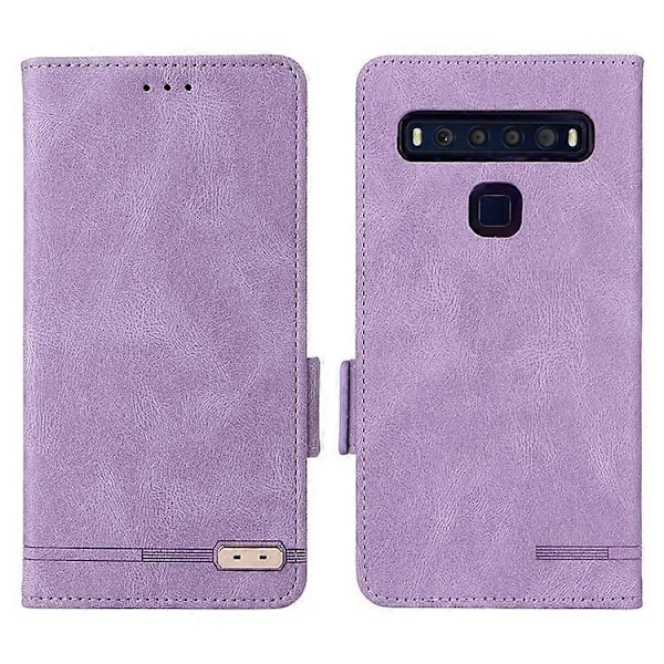 Kompatibel med TCL 10L/10 Lite Hardware Design Stand Magnetisk Lukning Læder Mobiltelefon Beskyttelsesetui med Pung Purple