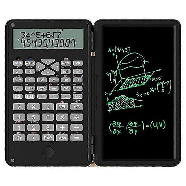 Videnskabelige lommeregnere, 12-cifret LCD-display med sletbar skrivetablet, foldbar til hjemmeskole, møde og studie A