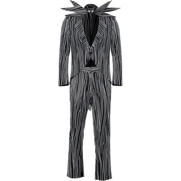 Jack Skellington Herr Halloween Cosplay Kostym Randig kostym med byxor Fladdermusfluga för vuxna Halloween Cosplay Kostym rekvisita S