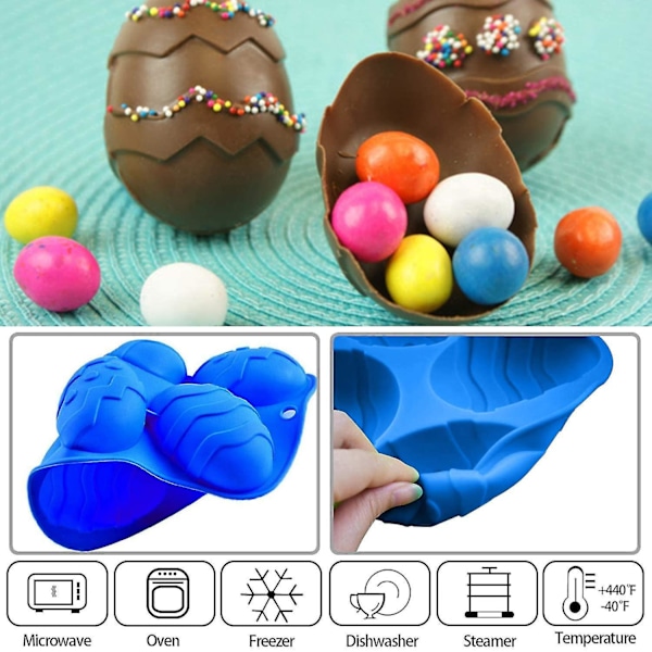 2 Pak Easter Æg Silikoneforme, 6 Hulrum Søde Easter Æg Form Silikone Slikform Bakke Til Easter Chokolade, Fest Jelly, Isterninger