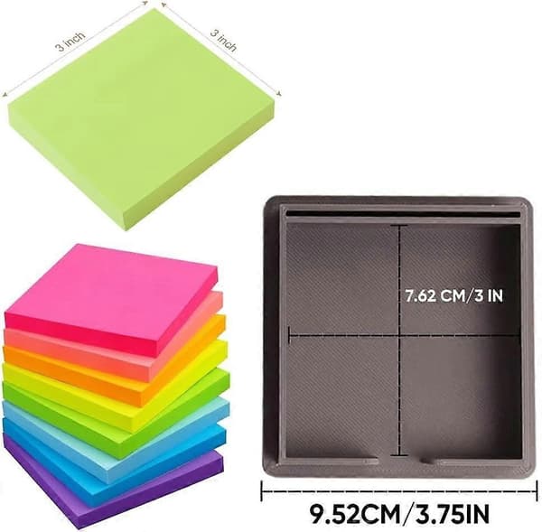 Post-it-hållare med schablon, Post-it-dispenser kompatibel med Post-it-lappar Grey