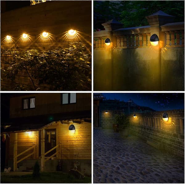 4 stk. solcellelamper for gjerde, dekorative solcellehagelamper, vanntette trådløse utendørs lamper for hage, gjerde, terrasse