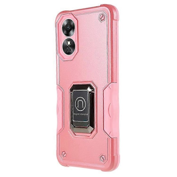 Kompatibelt Skal för Oppo A17 4G Anti-drop, PC + TPU Skyddsskal med Ringstativ Pink
