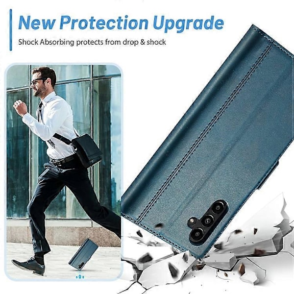 LC.IMEEKE Kompatibel med Samsung Galaxy A55 5G Etui Magnetisk PU Læder Cover med Hardware Logo Blue